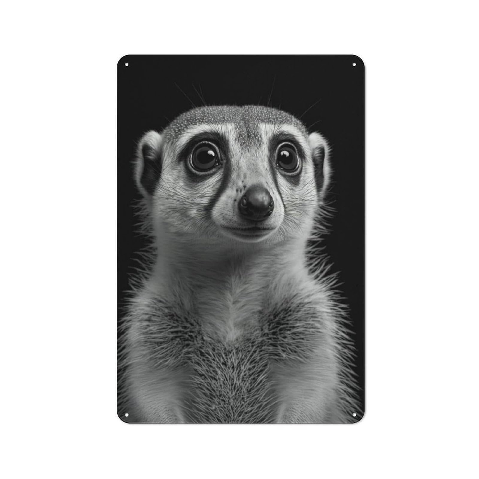 Metal Wall Sign 30x20cm Featuring Portrait of A Meerkat for Pub Or Café, Housewarming Wall Decor for People Furnishing Pub And Café