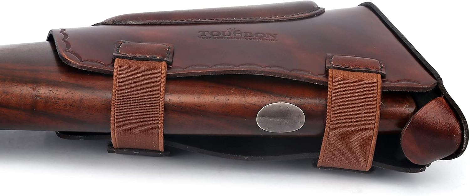 TOURBON Leather Cheek Riser Rest Buttstock Protective Holder Slip on Recoil Pad Buttstock