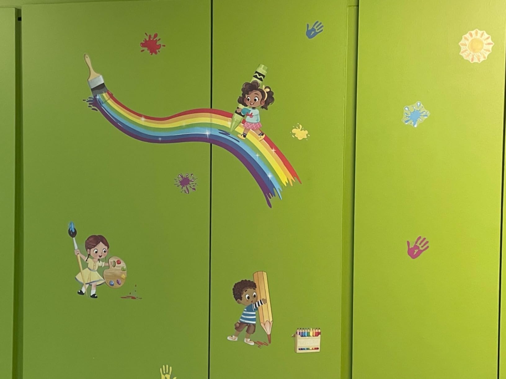 decalmile Reading Corner Rainbow Wall Decals Colorful Handprint ...