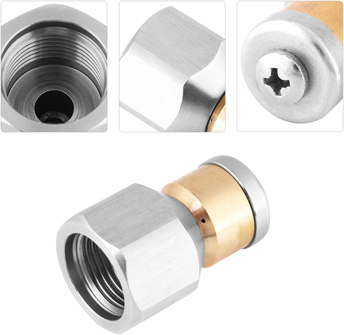 Stainless Steel Sewer Jetter Nozzle with 3 Backward Holes Drive for City Municipal Applications, Made from Stainless Steel Brass