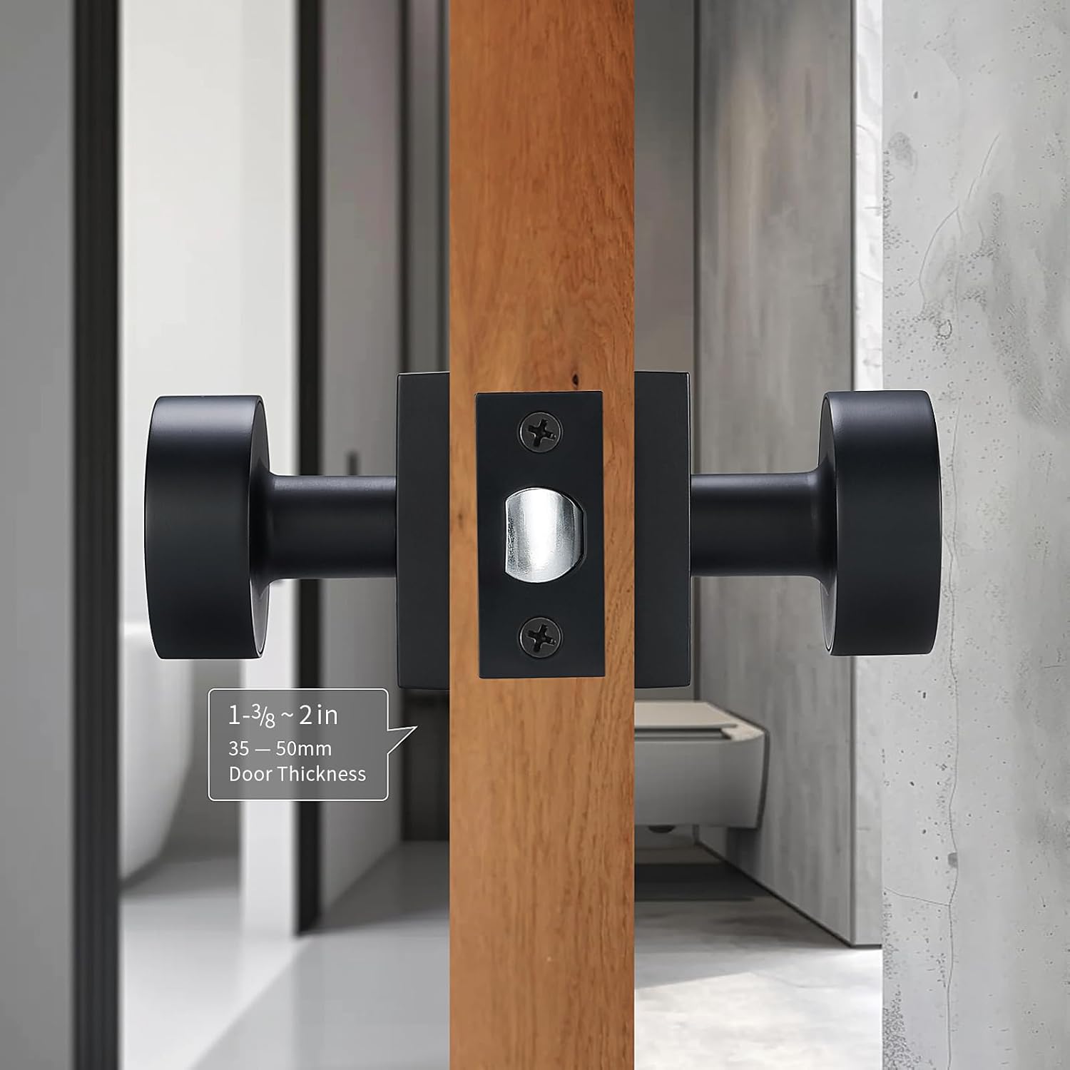 Black Door Knobs,Modern Passage Handles for Interior Hallway Closet