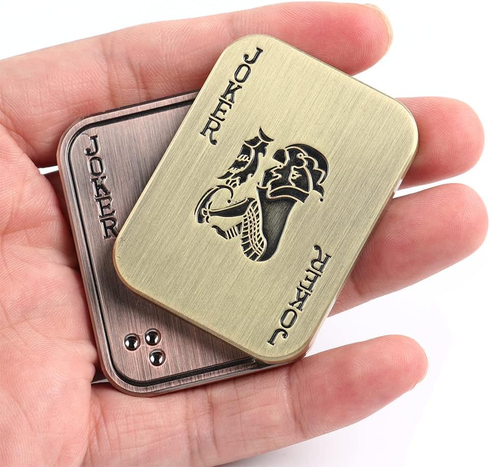 STONESTAR Magnetic Metal Fidget Toys - Metal Poker Push Card Fidget Slider Stress Relief Toy, Men’s EDC Toy Fidget Toy Haptic Coin, Office Desk Toys Gifts for Boyfriend and Father (Joker 1)