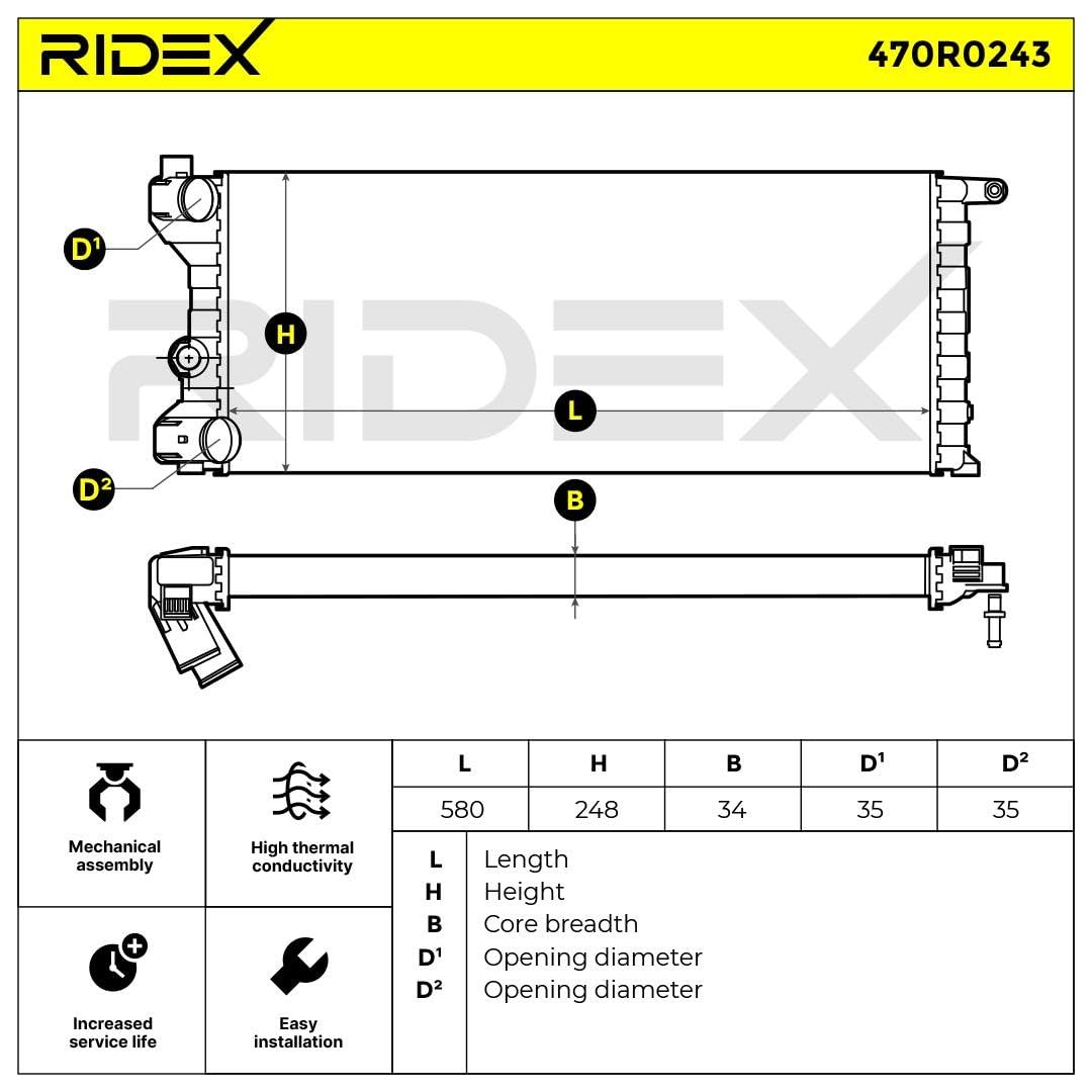 RIDEX 470R0243 Radiatore motore Compatibilità con FIAT Panda Hatchback 141
