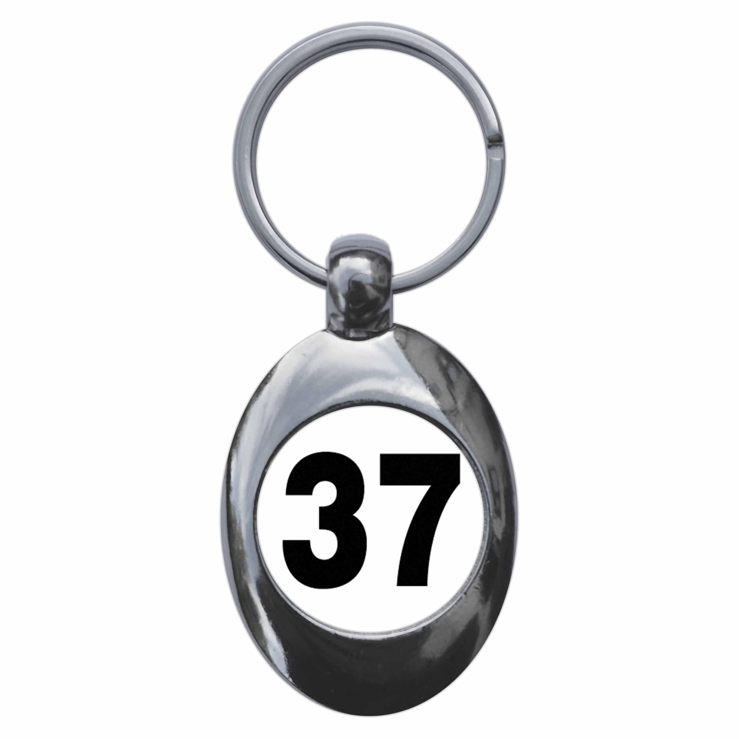Ozorath Plain Number 37 Thirty Seven Keyring Keychain Key Ring Chain With Trolley Coin