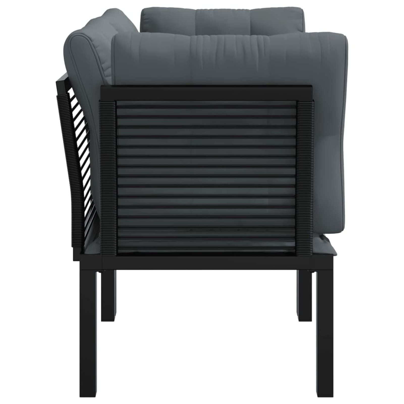 362801 Poltrone Angolari Giardino Cuscini 2pz Polyrattan Nero e Grigio Testata in Legno,Testata Letto Matrimoniale Muebles Dormitorio Spalliera Letto Testiere per Letto Matrimoniale