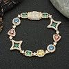 Rainbow Star Cluster Bracelet Hip-Hop Clasp Colorful Gemstone and Zircon | Affordable Luxury Statement Jewelry | Versatile Streetwear Bracelet | Unique Accessory for Dinners and Parties | Available in Silver or Gold | 7 or 8 inches #1