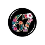 67 Floral Flower Gen 67th Birthday Number 67 Buttons Badge Decor Unique Decorative For Backpack