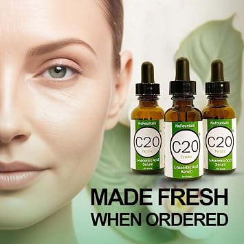 NuFountain C20 Ferulic 3-PACK HAND CRAFTED C20 L-Ascorbic Acid Serum. Made Fresh When Ordered