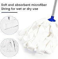 Vista 12 de Tanlade 6 Pcs Mop Head Replacement for 0.8 Inch Diameter Mop Handle Blue Microfiber Cloth Refill Washable Refill Reusable Floor Cleaning Compatible