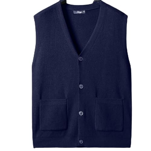 Men's Sweater Vest V-Neck Sleeveless Cardigan Loose Button up Knitted