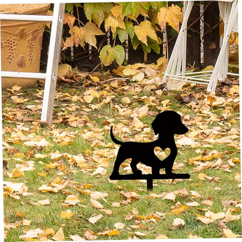 Dackel-Statue, wetterbeständiges Metall, schwarze Hundestatue, ausgehöhlte, dekorative Gartenpfähle mit Pflock, Gartendekoration für draußen, Terrasse, Hof, Rasen, Hundestatuen, Dackelfigur, Hundedeko