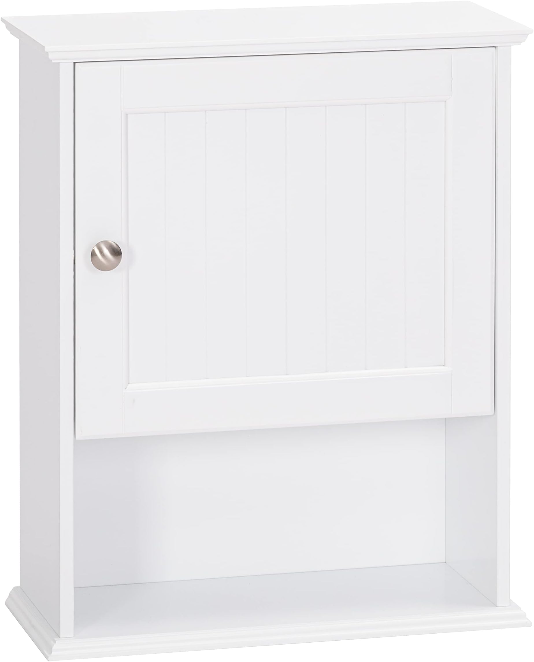 Spirich Bathroom Cabinet Wall Mounted with Single Door, Wood Hanging Cabinet with Adjustable Shelf White