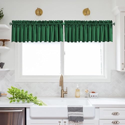 Miniatura 9 de Ladity Juego de 2 cenefas para ventanas de cocina cenefas de oscurecimiento de habitación para dormitorio 52 pulgadas de ancho x 18 pulgadas de