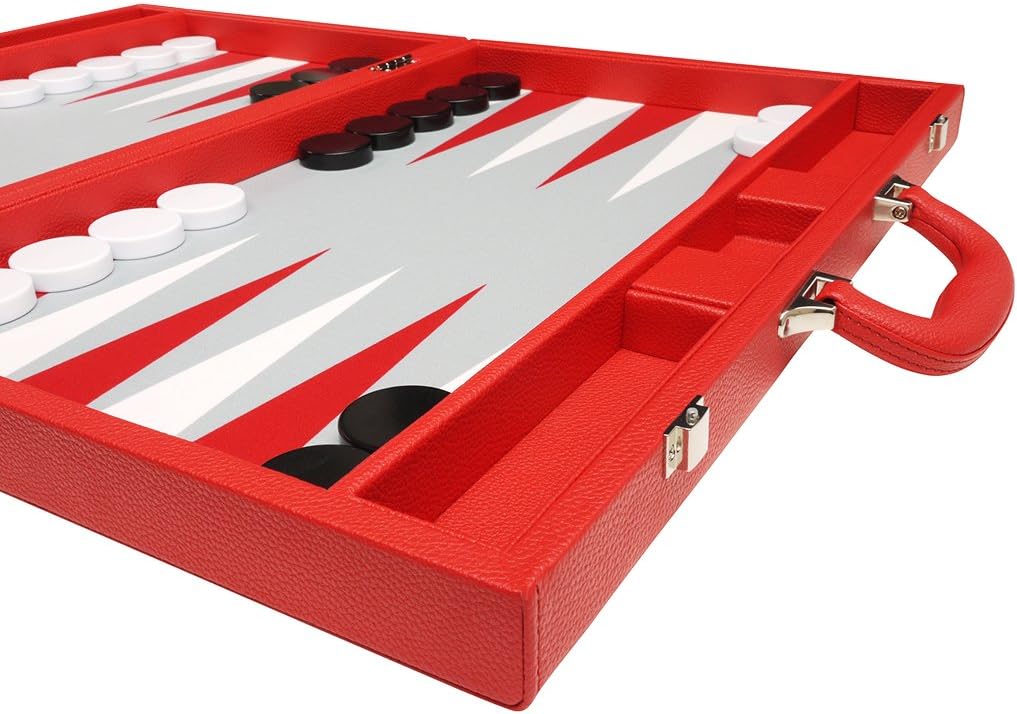 19-inch Premium Backgammon Set - Large Size - Red Board