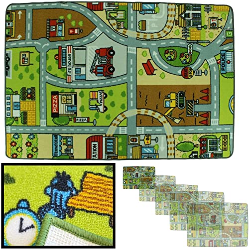 LucaHome - Alfombra Infantil Carretera Juegos Ciudad, alcolchada - Alfombra Plegable con Base Antideslizante - Alfombra Juegos Circuito Coches 90 x 133cm