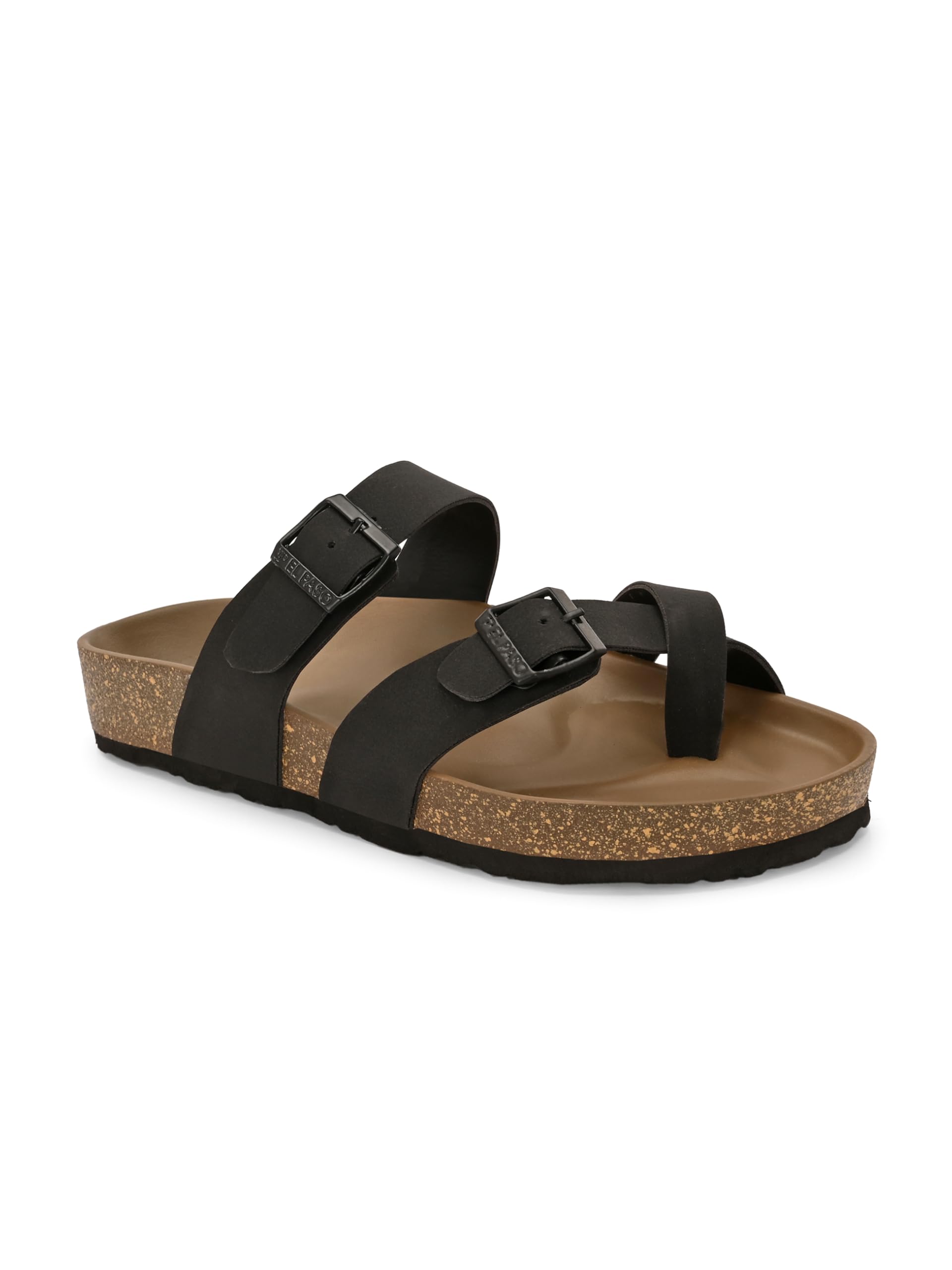 el paso Men Black Faux Leather Casual Slip On Sandals-picture-10