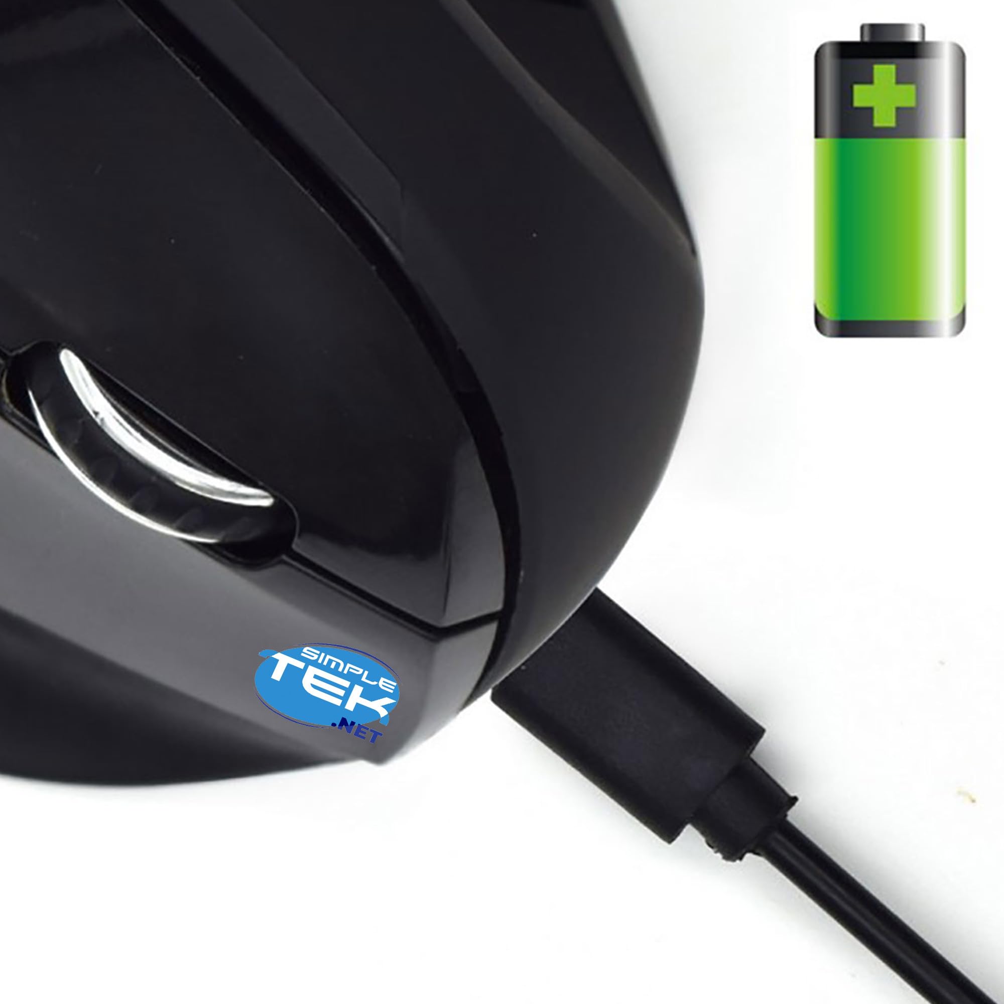 SIMPLETEK - Mouse verticale ergonomico wireless 2,4 GHz 5 pulsanti con batteria interna ricaricabile, fino a 1600 DPI, ricevitore USB incluso