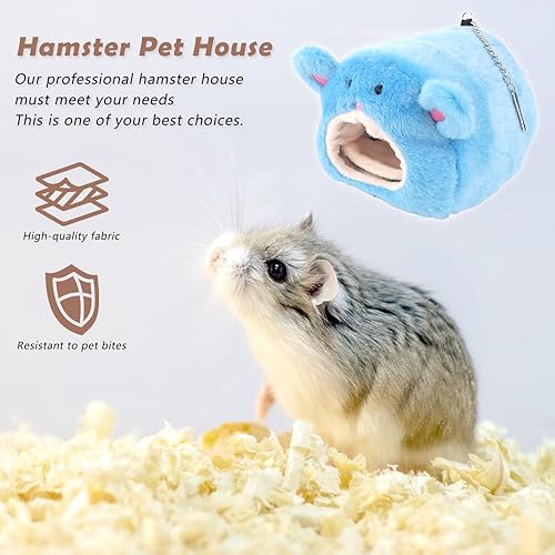 Miniatura 2 de VTurboWay Juego de 2 piezas de cama de algodón cálido para el invierno, diseño de oso lindo con tapete de cama para hámster, conejillo de indias,