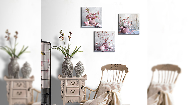 Quadri Su Tela Paesaggio Cascata - Set 3 Pezzi 30x30cm, Con Cornice, Per Parete - Foto 3