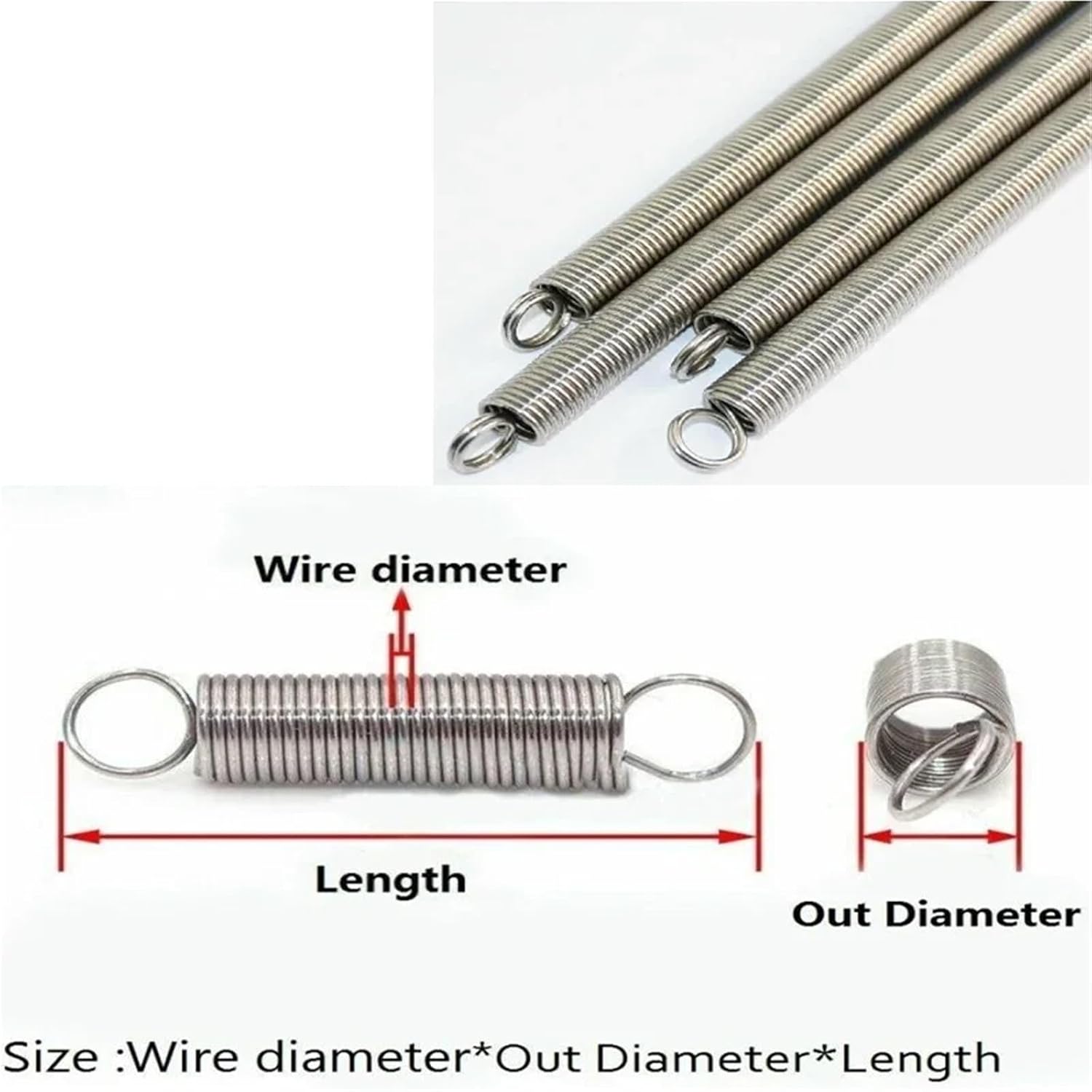 Extension Spring 100pcs Spring Metal Long Extension Springs 0.5mm Wire Diameter x (3-6) mm Out Diameter x 10-50mm Length(35mm)