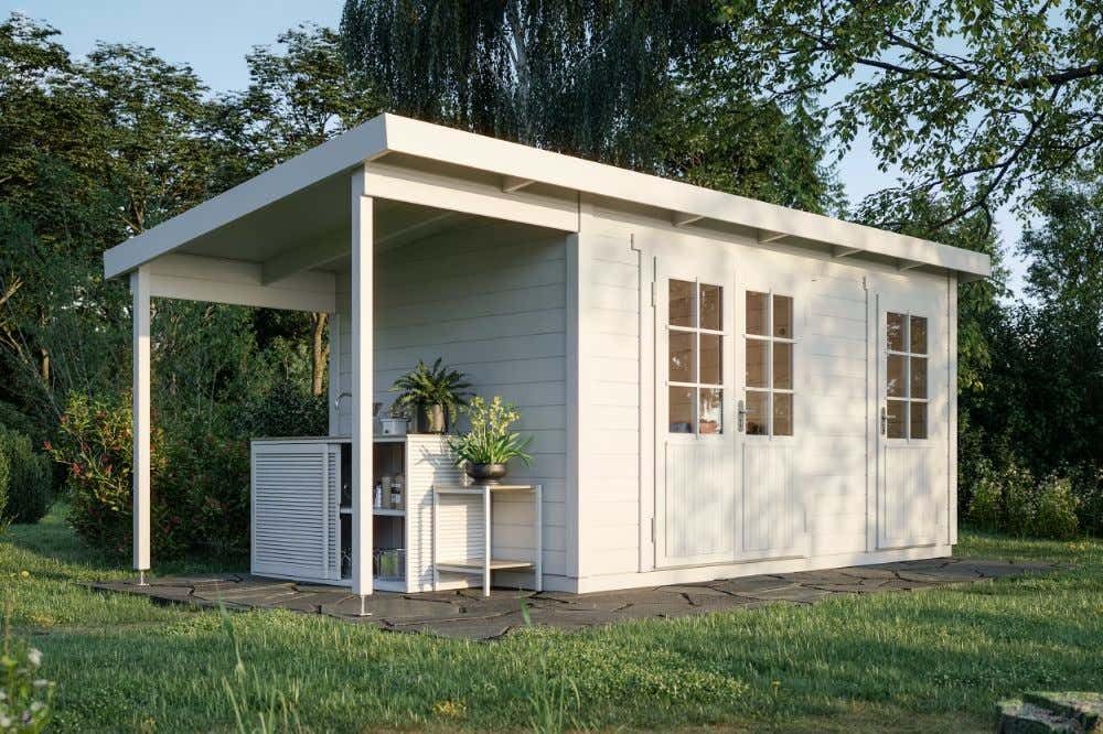 Alpholz Schwedenhaus Margareta Gartenhaus aus Holz, Holzhaus mit 34 mm Wandstärke, Blockbohlenhaus mit Montagematerial