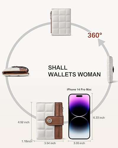 Miniatura 4 de BOSTANTEN - Cartera pequeña para mujer de cuero con bloqueo RFID, tarjetero plegable compacto con cremallera y bolsillo para monedas, Pequeña,