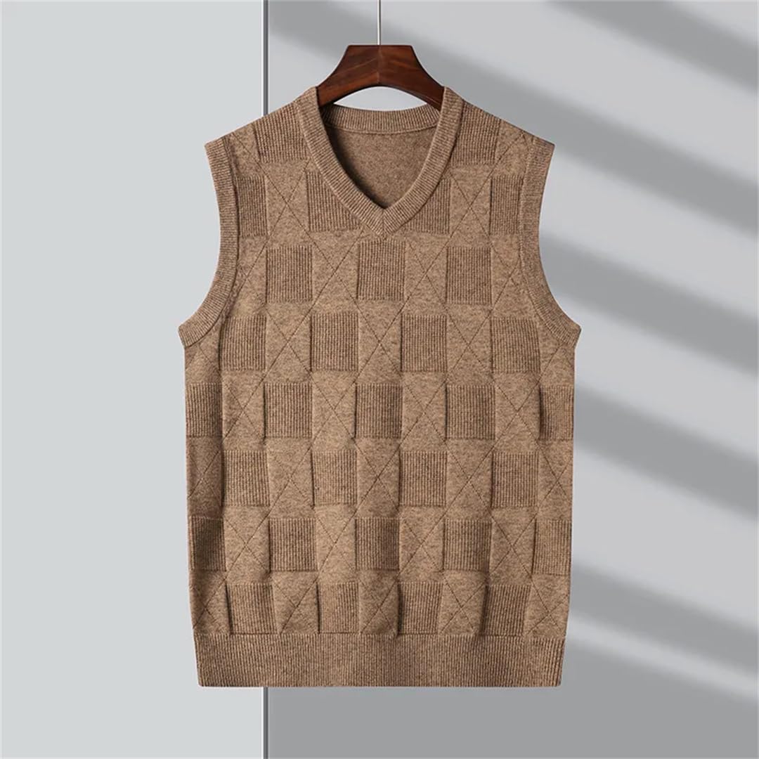 Rfmfkkg Suéter de punto sin mangas para hombre, chaleco de punto con cuello en V para negocios, casual