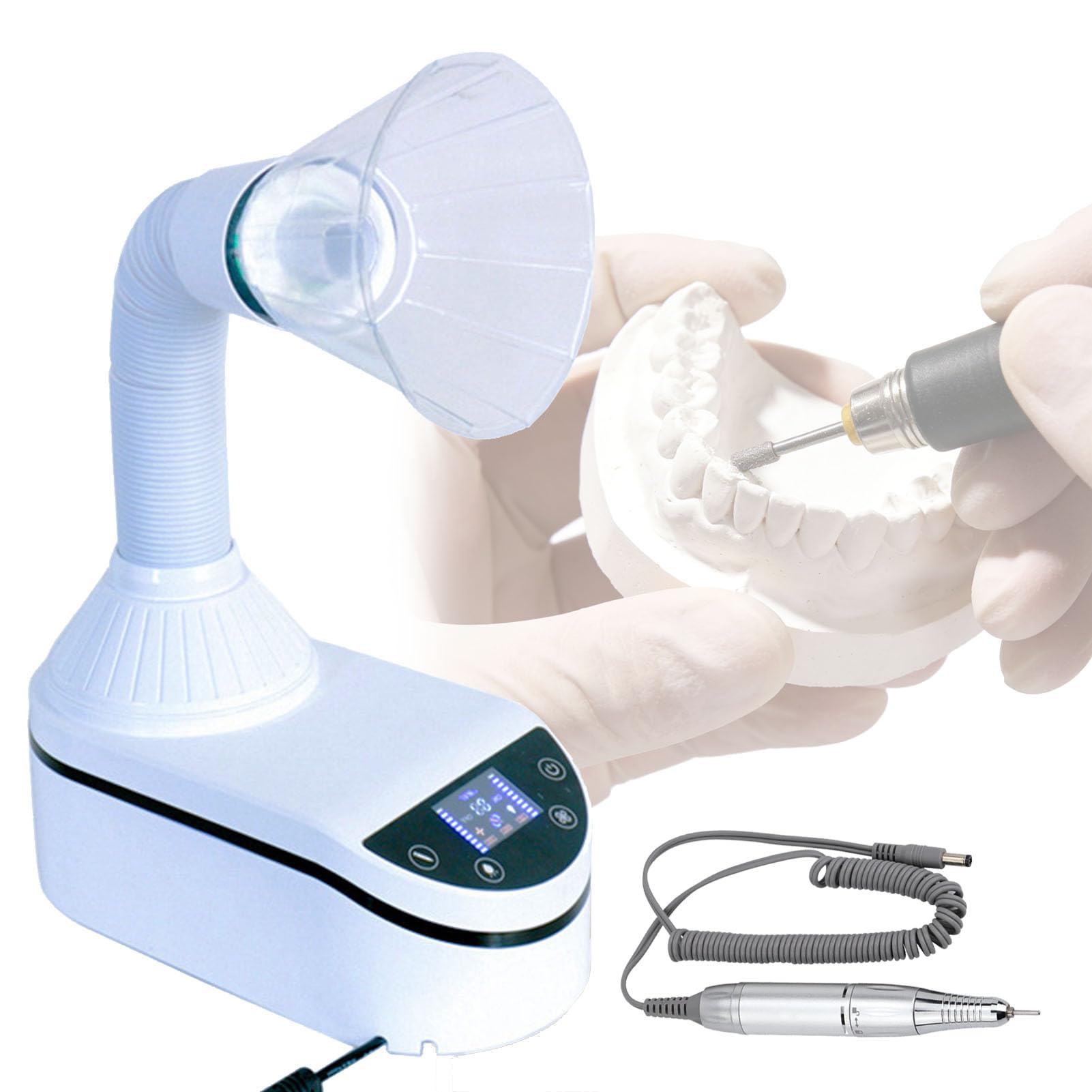 Aspiratore per Lucidatura Dentale, Aspirapolvere per Macinazione a velocità Regolabile con Lampada a LED, Aspirapolvere per Unghie, per Laboratorio Odontotecnico E Vita Quotidiana