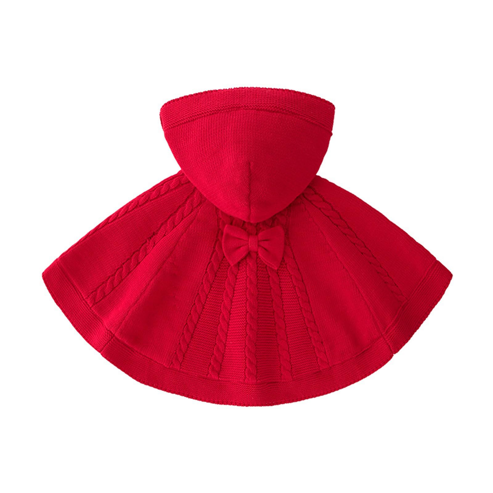Generico Maglioni Invernali Bambina,Mantella per Ragazze con Cappuccio in Maglia Poncho Maglioni Bambini Scialle Maglione Bambino Festa Pullover