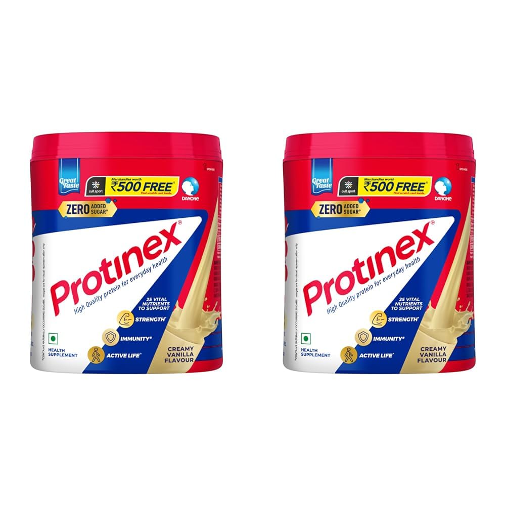 Protinex Health And Nutritional Protein Drink Mix For Adults-(Creamy Vanilla, 400 Gms, Jar) with 25 Vital Nutrients to Support Strength, Immunity & Active Life (Pack of 2)