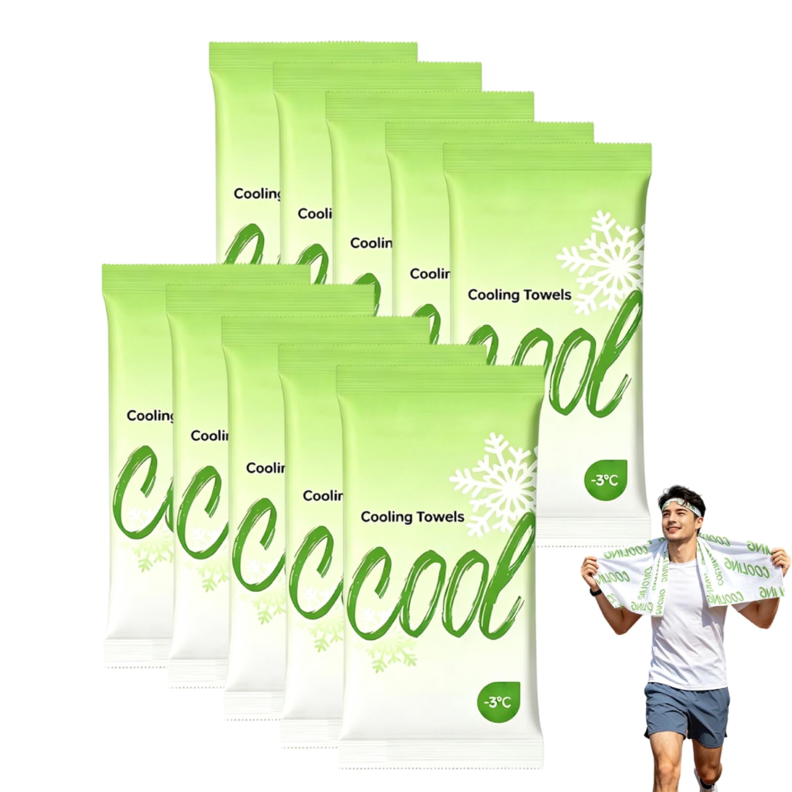 Instant Cooling Body Towel Wipes, Ice Scarf for Neck, Ice Cooling Towels/Wipes for Hot Weather, Instant Cooling Towels for Neck with Menthol & Aloe Vera, Suitable for Sports, Travel(10PCS, 70x20cm)