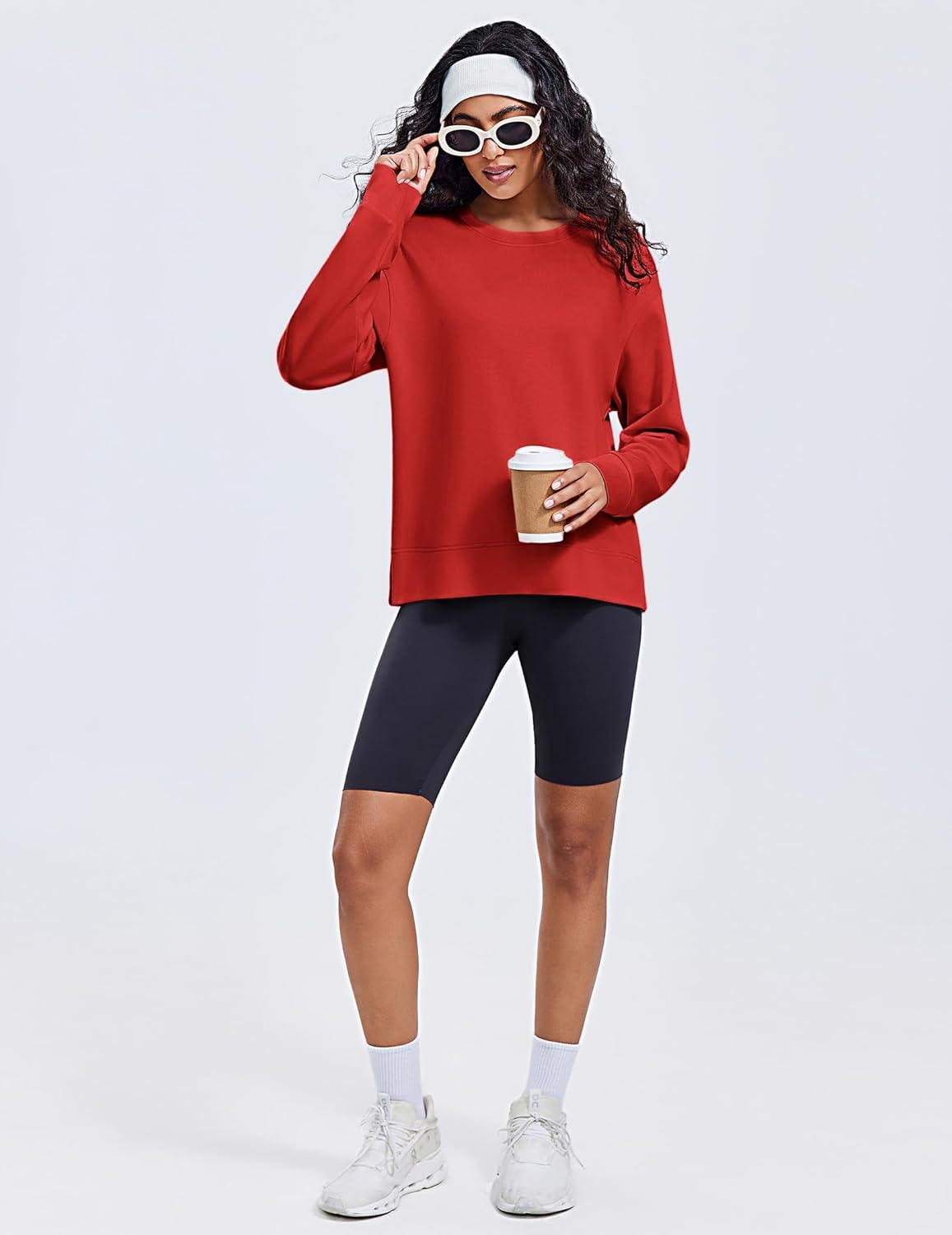 PINSPARK Soft Crewneck Sweatshirt for Women Long Sleeve Lightweight Pullover Yoga Casual Sweatshirts - Image 3