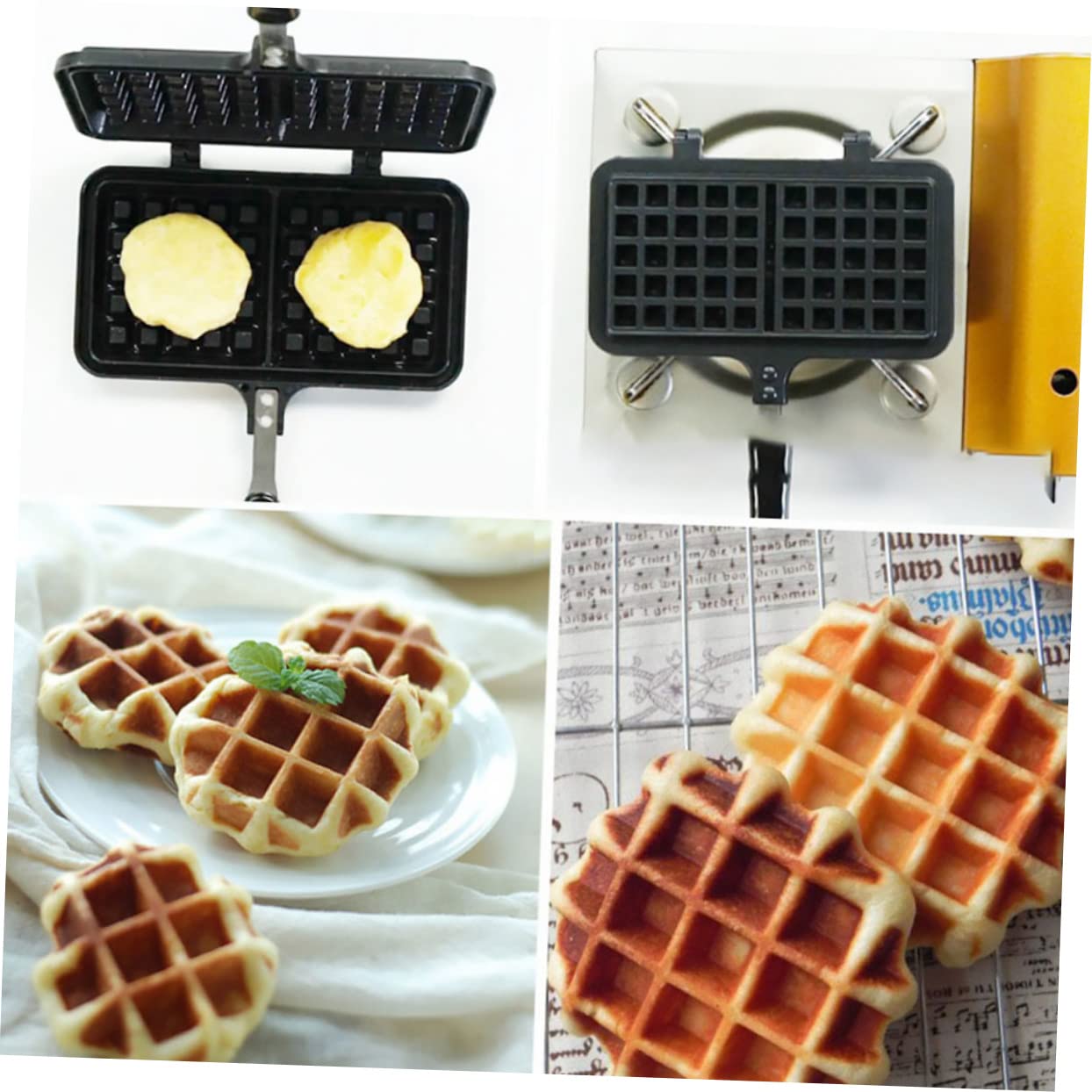 Alipis Stampo per Waffle Nero Antiaderente Resistente al Calore in Alluminio Pressofuso Forma Creativa per Dolci per Uso Domestico Fornello a Gas