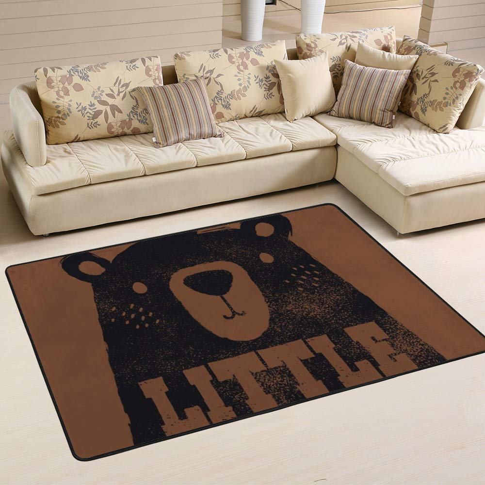 Tapis mignon avec tête d'ours marron Ruchen grand tapis aux finitions soignées
