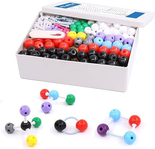 Miniatura 29 de Swpeet Kit de modelo molecular de 252 piezas para modelo molecular inorgánico y orgánico para maestros y estudiantes, 86 átomos, 153 enlaces, 12