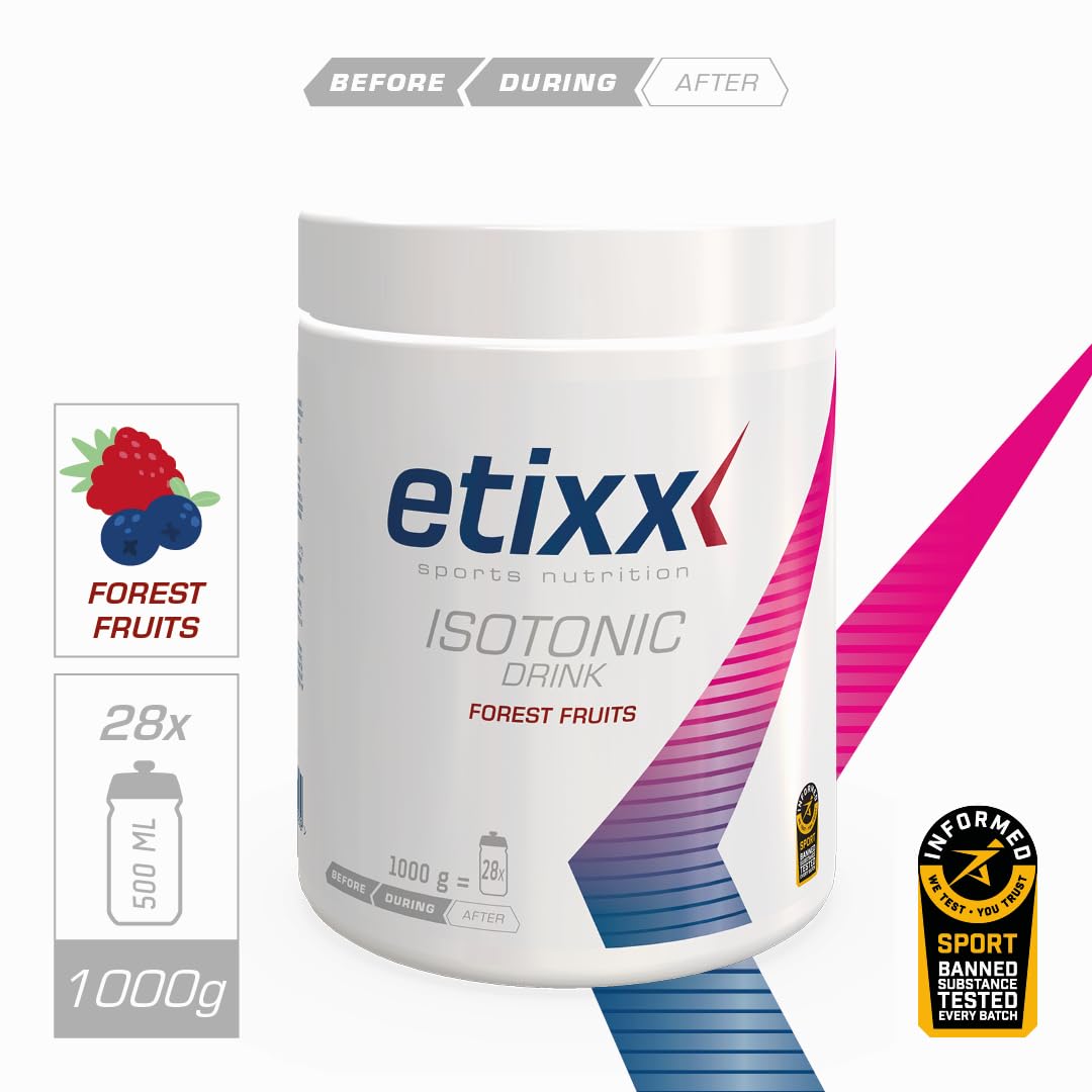 Etixx Isotonic - Boisson Isotonique Fruits des Bois, 1000g - Hydratation Immédiate et Énergie, pour Sport d'Endurance et Récupération