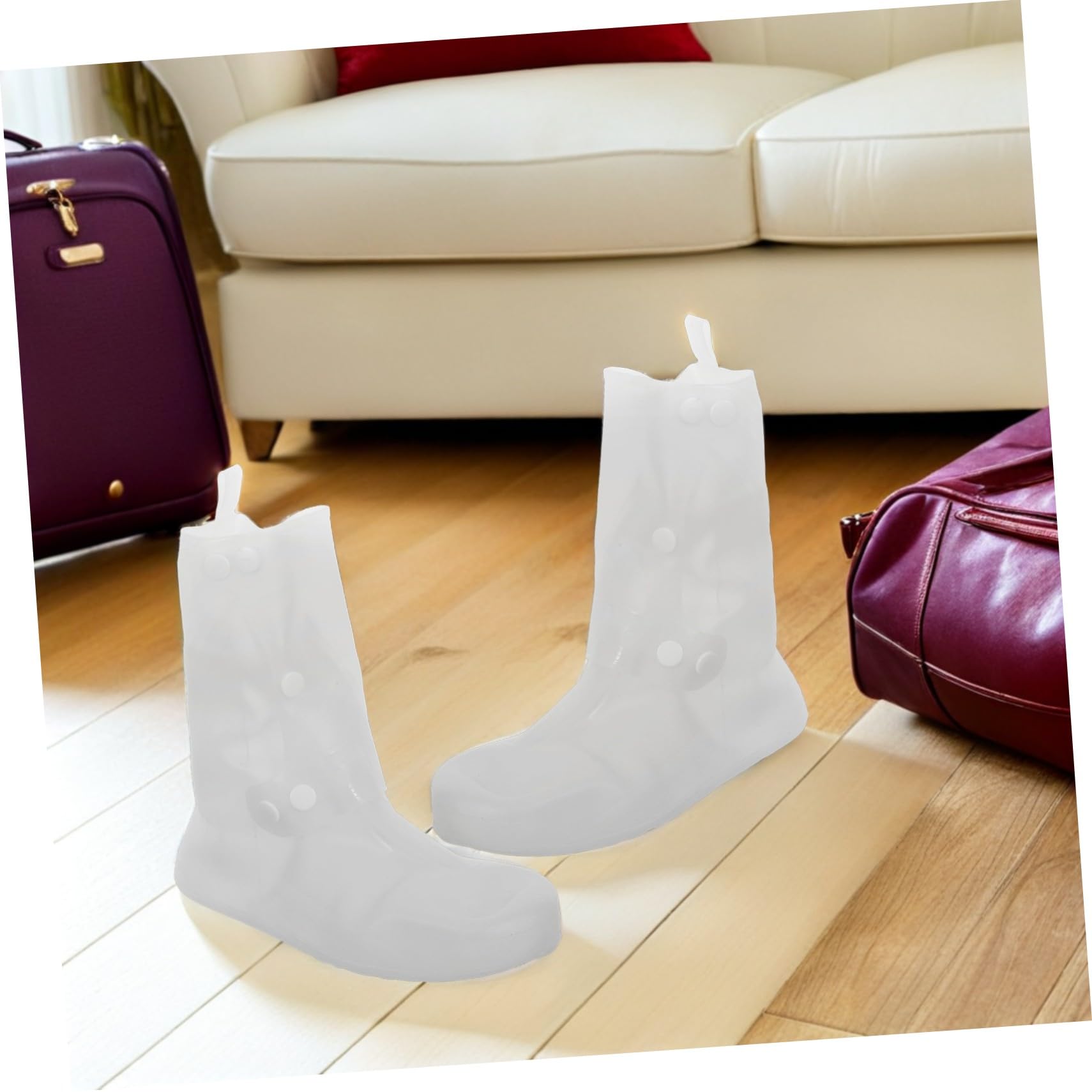 Uonlytech 2 Pares Fundas Impermeables para Zapatos Antideslizantes Cubrezapatos Reutilizables de Silicona Gruesa para Hombre y Mujer Protección para Lluvia y Viaje Talla