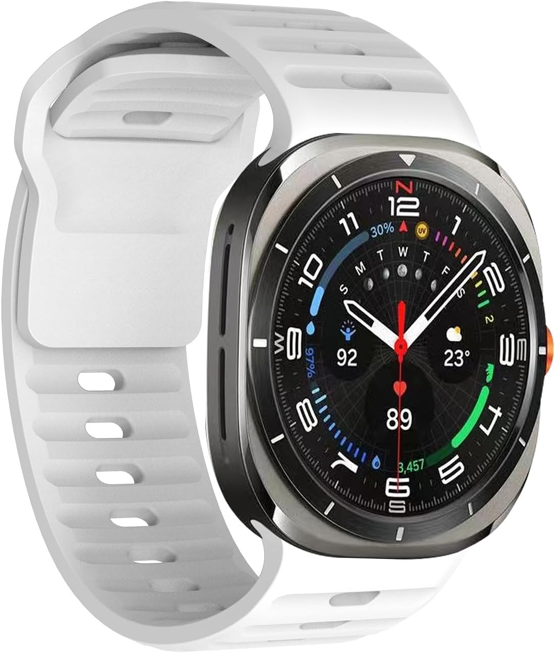 Compatible with Samsung Galaxy Watch 7 Ultra 47mm Band (2024 New), Quick Release Soft Silicone Sport Strap Women Men Replacement Accessory Fit for Samsung Galaxy Watch Ultra Band, White