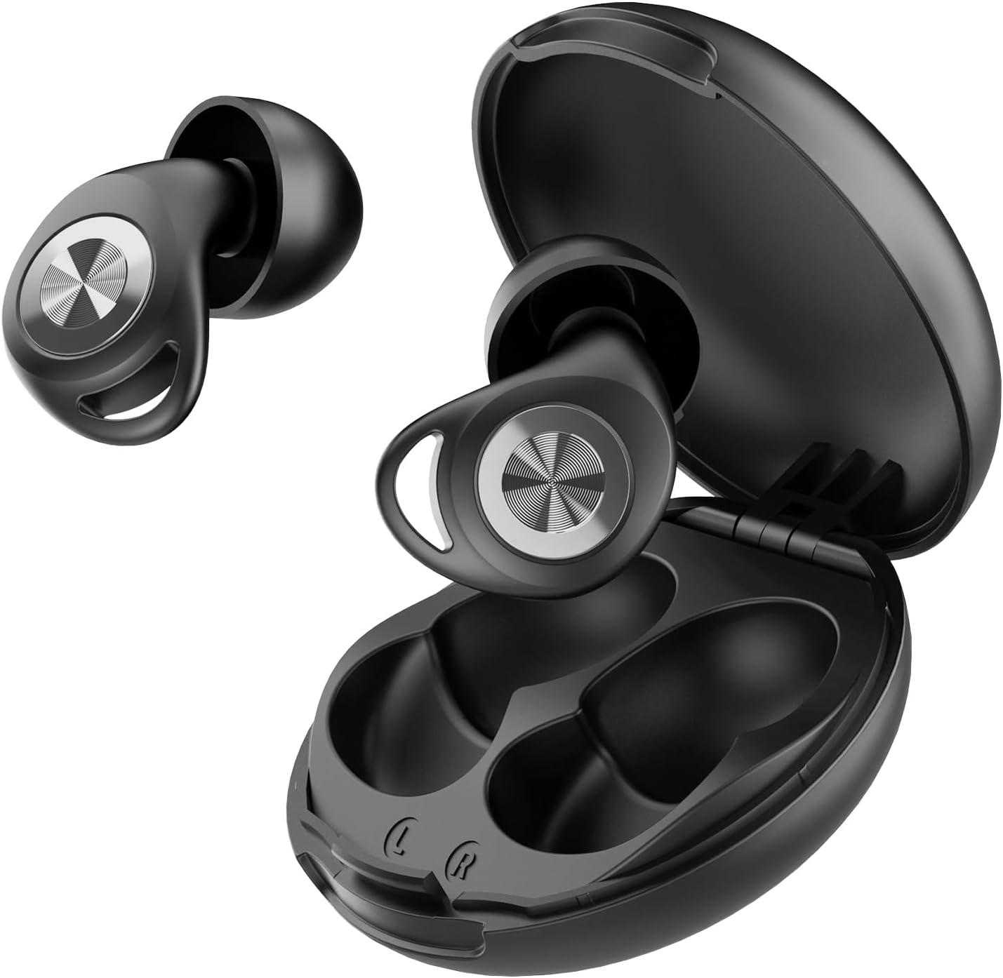 Product image of Ear Plugs for Sleep, 45dB Noise Cancelling Earplugs Hearing Protection for Sleep, Concentration, Travel, Work, Concerts, Ultra Comfortable Reusable Silicone Ear Plugs, 8 Tips(XS/S/M/L) & Case Black