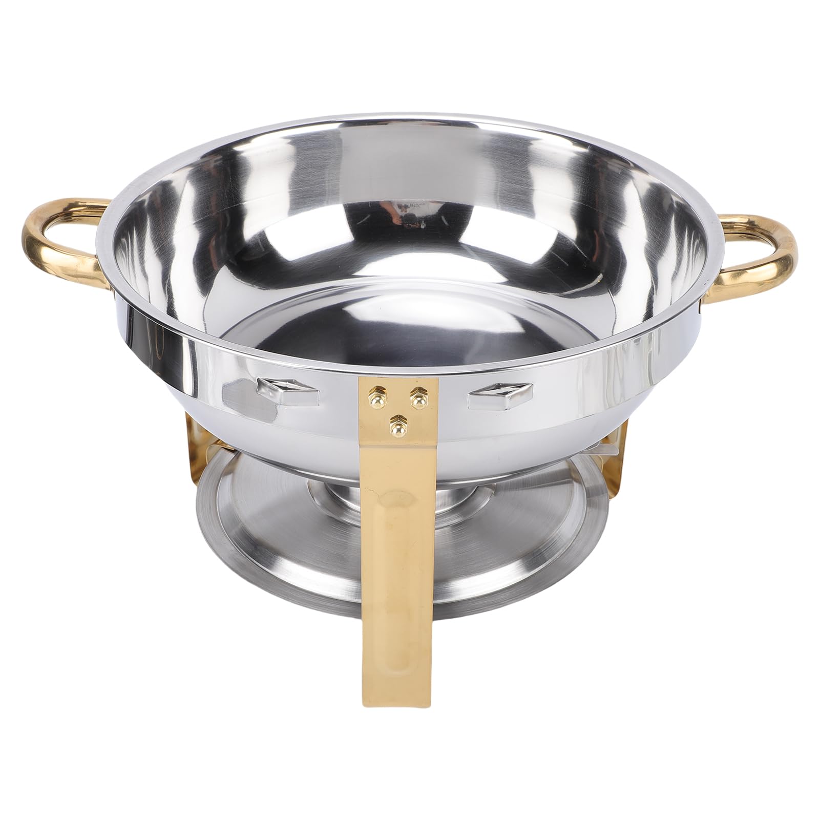 Plato de Frotamiento para Buffet, Calentador de Buffet Redondo de Acero Inoxidable Dorado de 4,5 L, con Tapa para Soporte de y Bandeja Profunda para Alimentos, para Restaurante, Hogar, Hotel,