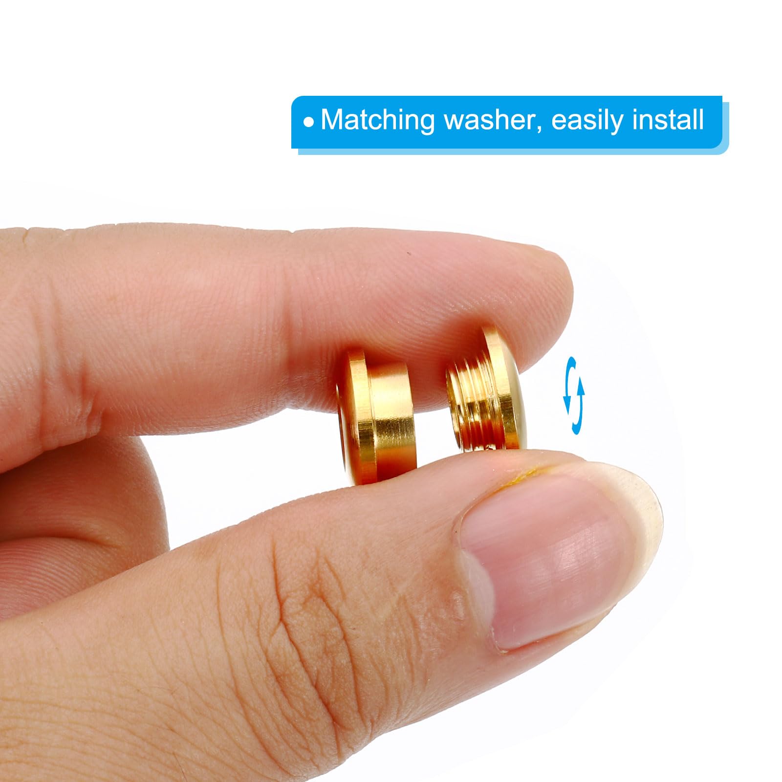 PATIKIL 7mm(2/7 Inch) Solid Brass Hole Eyelets, 10 Pcs Arc Surface Self Backing Grommets with Washer for Leather Craft Brass Tone - Image 3