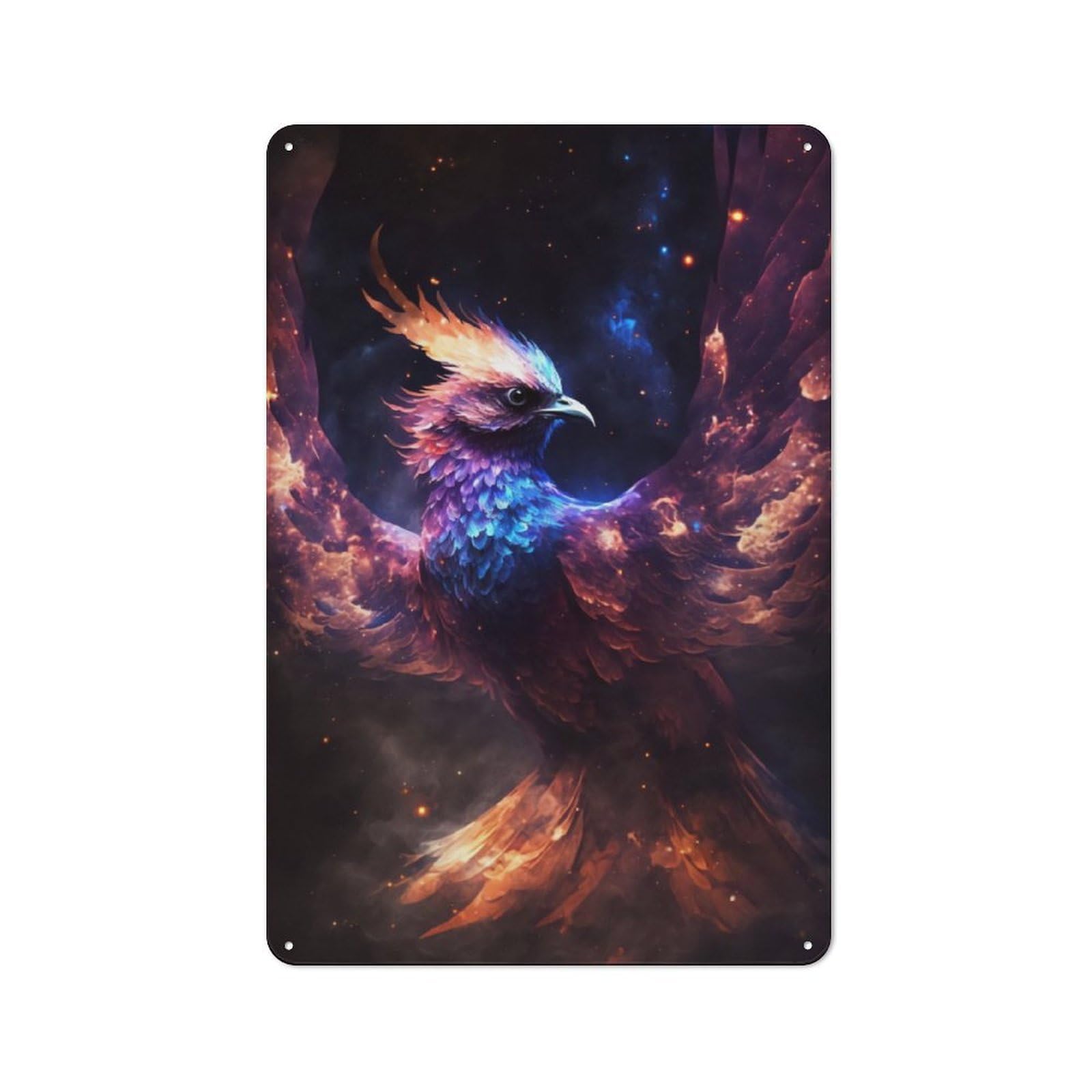 Junmoney Cosmic Phoenix Rising Vintage Metal Plaque 30X20cm For Guest Room Or Hallway, A Decorative Christmas Gift For Guest Room Decorators