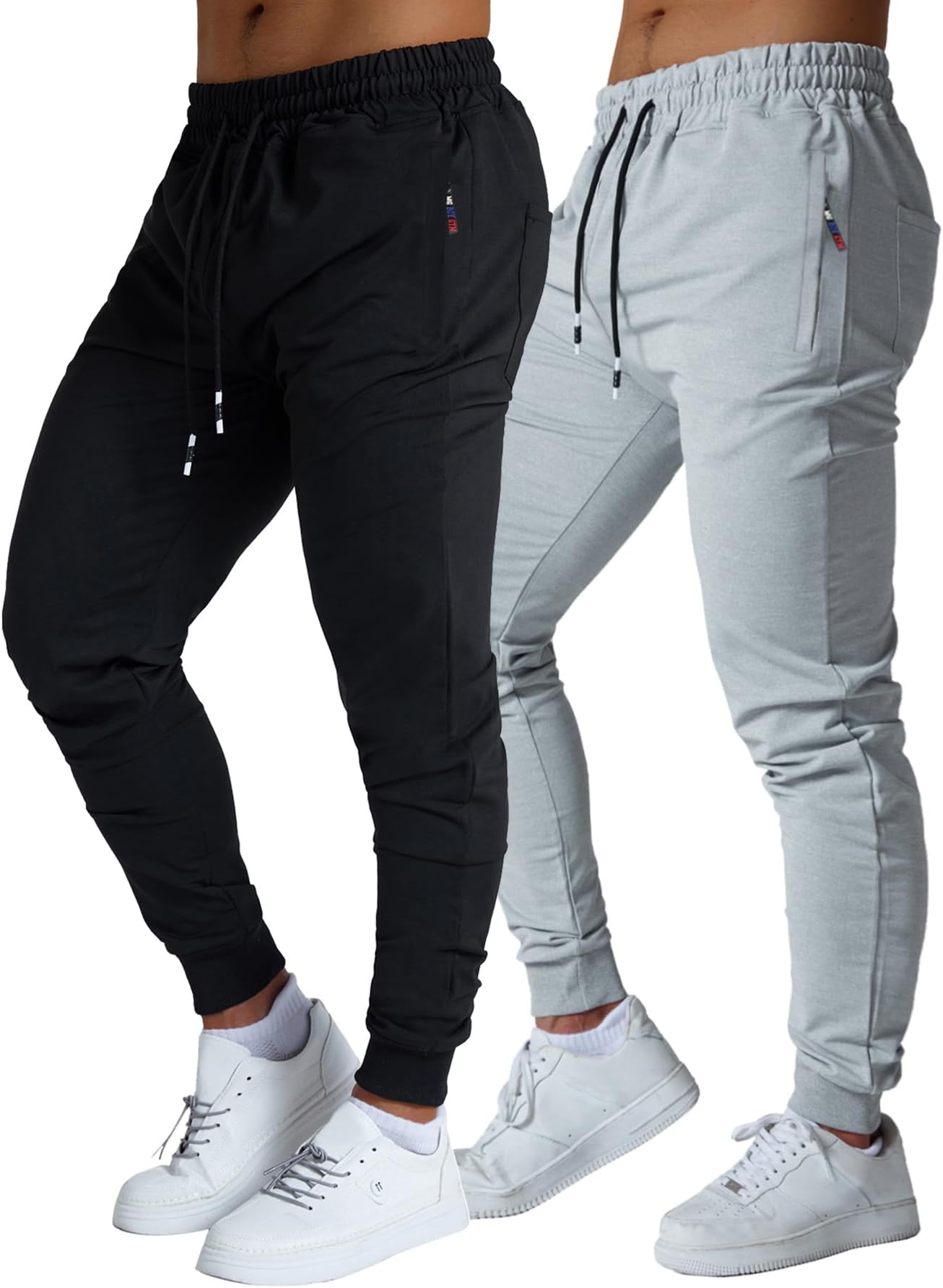 Mens Active Athletic Workout Jogger Sweatpants for Men with Zipper Pocket and Drawstring Size S-2XL
