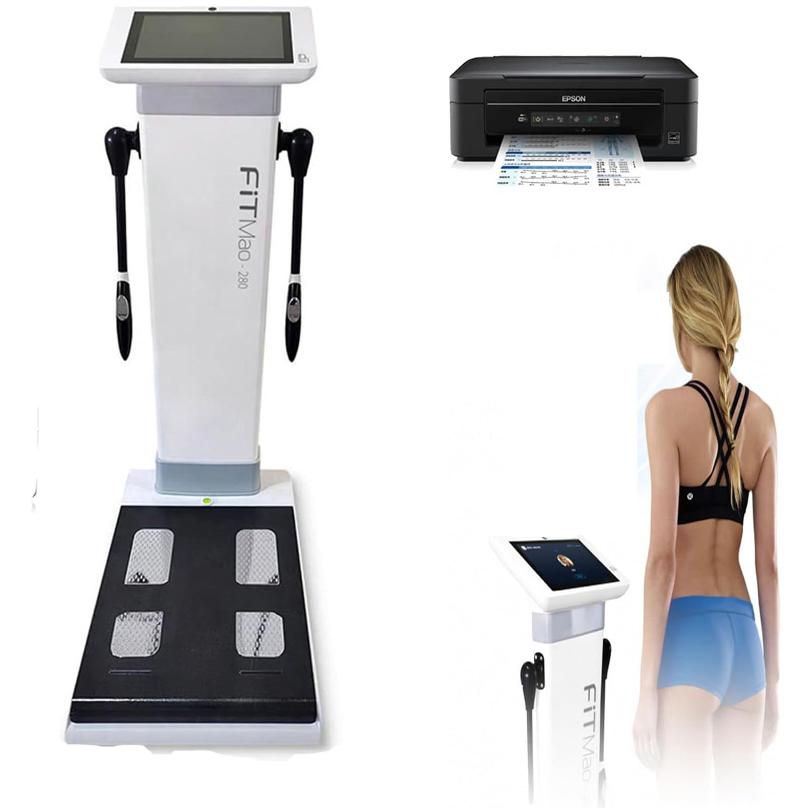 Báscula médica digital con conexión Wi-Fi, análisis de composición corporal, pantalla táctil HD de 10,1 pulgadas, analizador de bioimpedancia, medidor de altura, análisis de composición corporal, co