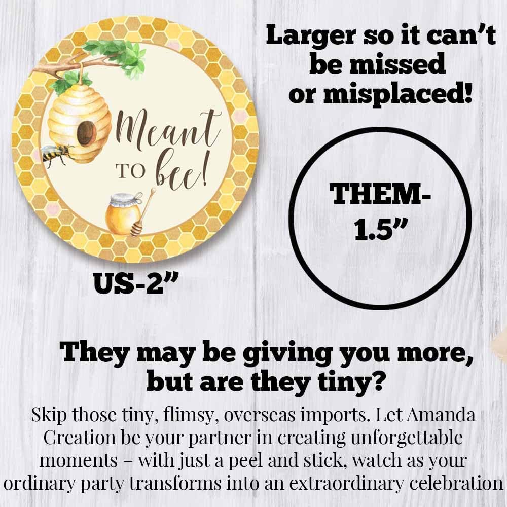 She Found Her Honey Bee Bridal Shower Stickers, 40 Count 2 Inch Round Bee Honey Wedding Shower Favor Labels for Gift Bags, Envelope Seals & Treats, Premium 60lb Stock by Amanda Creation, Made in USA