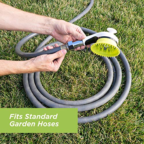 Wondurdog Outdoor Garden Hose Dog Shower Brush Head Nozzle with Splash Guard Handle and Rubber Grooming Teeth. Metal Connector and Water Pressure Control. Wash Your Pet. Don’t Get Wet! - Thumbnail 4