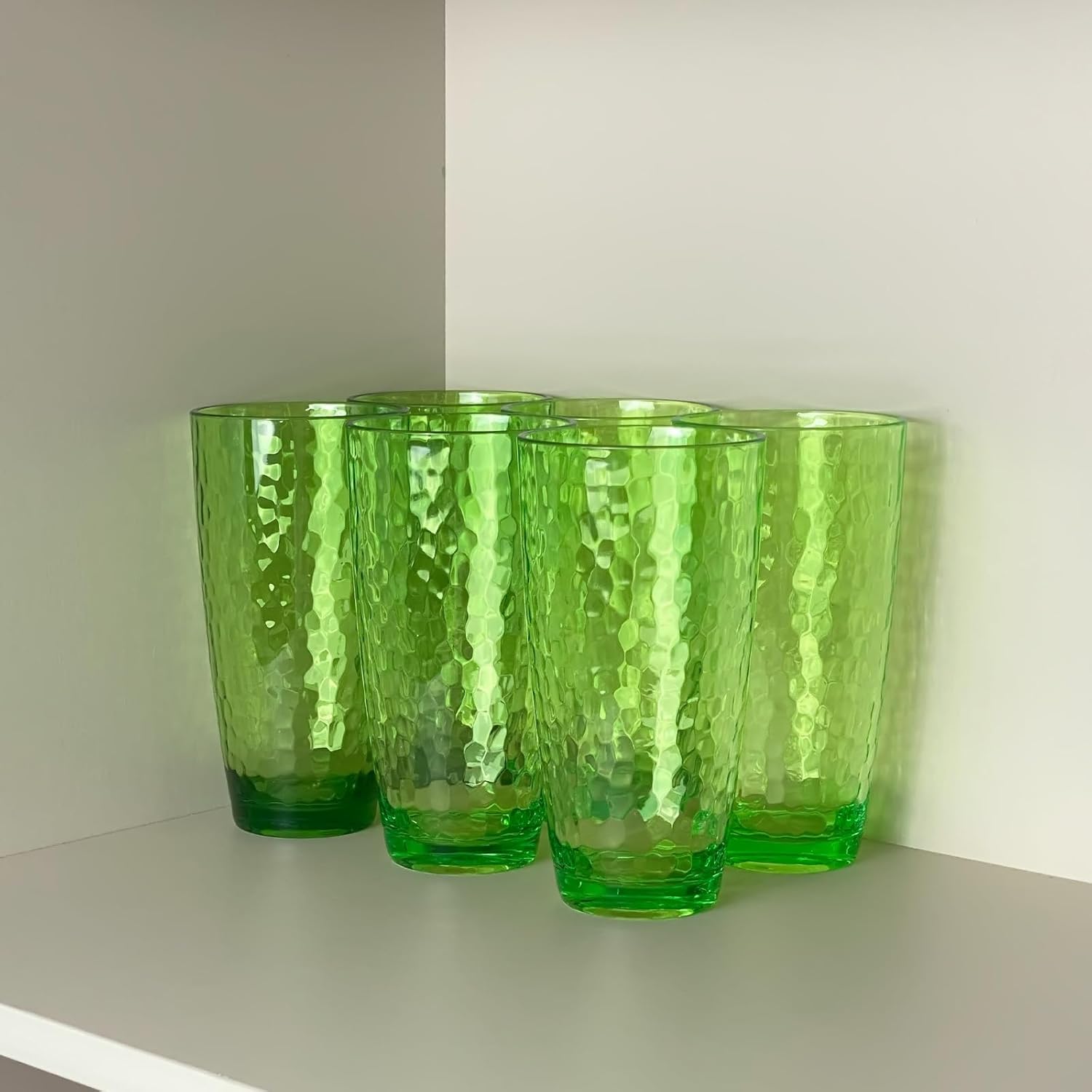Set of 6 26-Ounce Large Acrylic Glasses Plastic Tumbler/Drinking Water Cups for Home Party,Hammered Style,BPA Free,Dishwasher Safe(Green) - Image 6