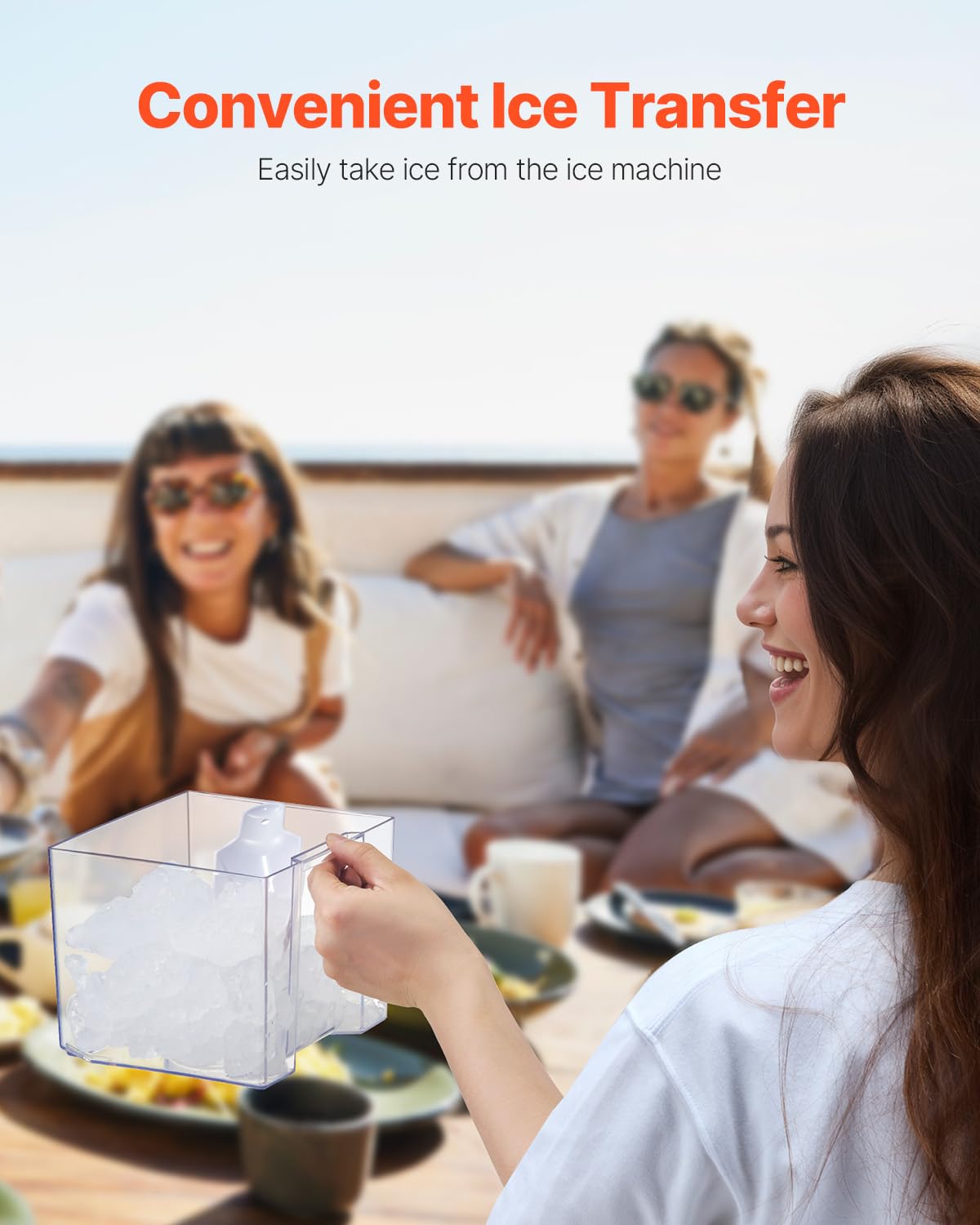 VEVOR Nugget Ice Maker, 37lbs/24h, With Self Cleaning, With Ice Scoop And Basket, Stainless Steel Ice Machine With Convenient Ice Transfer For Home Kitchen Office on Fridge.com - View 2