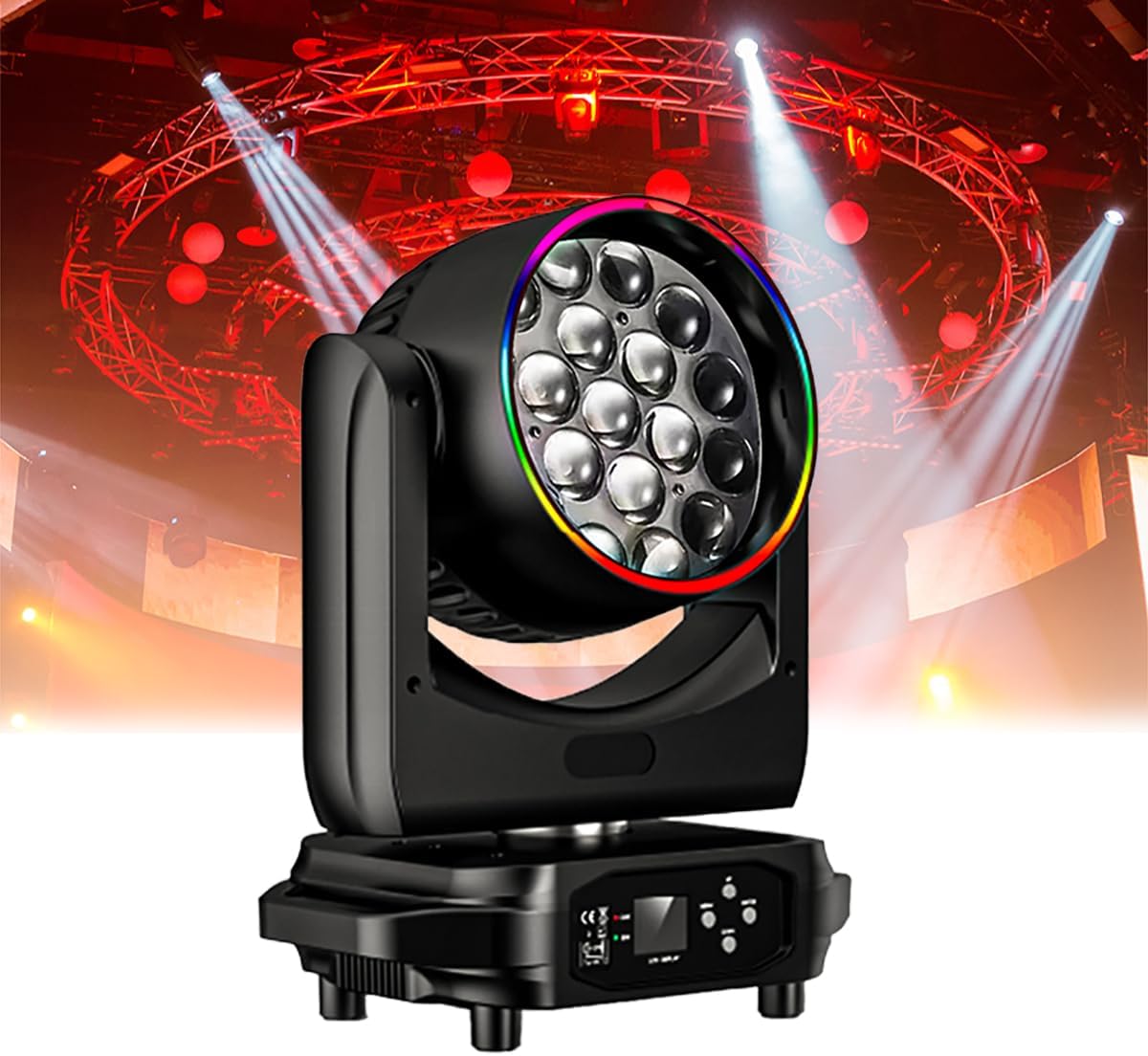 Led 19x15W Zoom Wash Beam Dmx512 Moving Head Stage Lighting Dj Club Wedding Party Christmas Colors Gobos Light Show (1 Light)