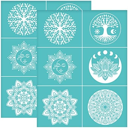 OLYCRAFT 2pcs Self-Adhesive Silk Screen Printing Stencils Spring Bee Sunflower Stencils Reusable Silkscreen Stencils Honeycomb Gnome Doll Mesh Transfer for Painting on Wood T-Shirts Bags - 22x28cm